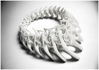 For ACADIA 2014, Jenny Wu will be showing her Tangens necklace from her LACE collection, 3D printed using Stratasys technology (Photo courtesy of Stratasys Ltd.)
