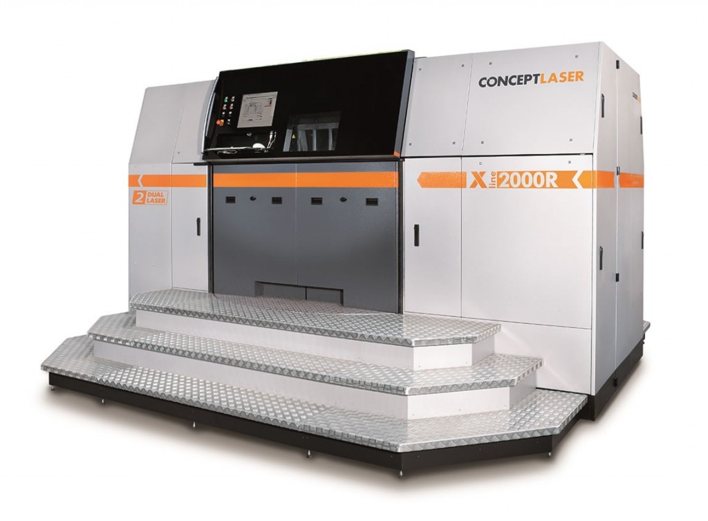 X line 2000R, a system that combines the world's largest build envelope (800x400x500mm3) with the strongest laser output (2x1,000W) (Image courtesy of Concept Laser GmbH)