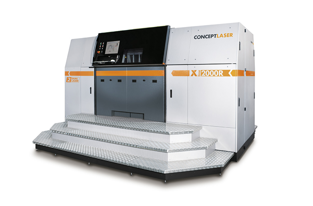 The successor to the X line 1000R, the X line 2000R from Concept Laser (build envelope: 800 x 400 x 500 mm3), equipped with two lasers producing 1kW. (Photo courtesy of Concept Laser GmbH)