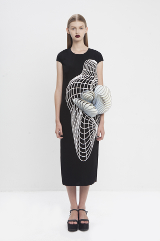 Stratasys 3D printed fashion piece, designed by Noa Raviv, produced on Stratasys' Objet500 Connex Multi-material 3D Printer. (Photo credit: Ron Kedmi)