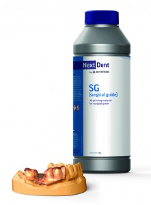 NextDent™ SG is designed for printing Surgical Guides for implant surgery which can be sterilized and used immediately after production without compromising structural integrity. (Photo courtesy of 3D Systems)