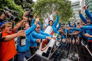 Nuon Solar team celebrating in Adelaide (Photo courtesy of Hans-Peter van Velthoven)