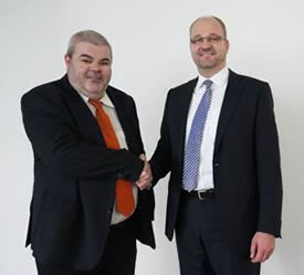 Left to right: Dr. Thomas Gruenberger, Technical Director (CTO) at plasmo Industrietechnik and Dr. Tobias Abeln, Technical Director (CTO) at EOS. (Courtesy EOS)