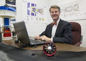 Professor Sheffler with 3D Printed UAV (Photo courtesy of Dan Addison, UVa)