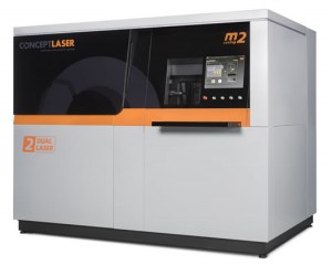 Dominant in its environment: new fully integrated M2 cusing with a reduced footprint. The M2 cusing has a new filter concept, which increases the filter surface by a factor of 5. It has risen from 4 m² to now 20 m². The new M2 cusing multilaser is equipped with 2 x 200 watt lasers. (Photo courtesy of Concept Laser GmbH, Lichtenfels, Germany)