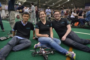 First Place Overall winners at the competition were (left to right) Du Minzhen, Callie Zawaski, and Charlie Tenney, all of the Department of Mechanical Engineering. They comprised Team Seas. (Photo courtesy of Virginia Tech)