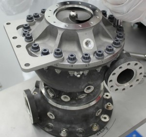 This rocket engine fuel pump has hundreds of parts including a turbine that spins at over 90,000 rpm. This turbopump was made with additive manufacturing and had 45 percent fewer parts than pumps made with traditional manufacturing. It completed testing under flight-like conditions at NASA’s Marshall Space Flight Center in Huntsville, Alabama. (Credits: NASA/MSFC)