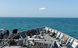 Launch of SULSA 3D printed UAV from HMS Mersey (Photo courtesy of University of Southampton)