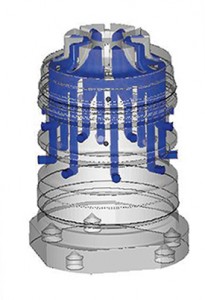 3D view of the inner cooling channels of the tool insert, which could not be manufactured using conventional machining (Source: LBC)