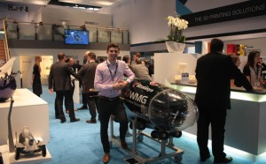 Josh Dobson, Project leader of the 2016 Warwick Submarine, with the Godiva 2 vessel. Using its Stratasys Fortus 3D Printer, the team saved £2,000-£3,000 in manufacturing costs and produced the submarine 90% faster than conventional methods (Photo: Business Wire)