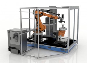 The Stratasys Robotic Composite 3D Demonstrator unveils a hybrid approach for automated composite part production that breaks the print-by-layer mindset and enables the full value of additive manufacturing to be applied to high value composite structures making them lighter than ever before. (Photo: Business Wire)