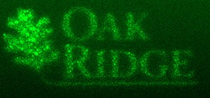 To direct-write the logo of the Department of Energy’s Oak Ridge National Laboratory, scientists started with a gray-scale image. They used the electron beam of an aberration-corrected scanning transmission electron microscope to induce palladium from a solution to deposit as nanocrystals. (Photo courtesy of Oak Ridge National Laboratory, U.S. Dept. of Energy)