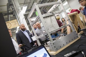 SU faculty and students demonstrate projects and research conducted at the Polytechnic School, one of the six Ira A. Fulton Schools of Engineering, at the Manufacturing Research and Innovation Hub on Wednesday. Photo by Jessica Hochreiter/ASU