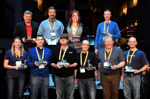 Front row (left to right): Kim Killoran, Peter Liacouras, Carl Deckard, Joerg Griessbach, Steve Murray, and Ted Anderson. Back row (Left to right): Bruce Bradshaw, Jim Harrison, Shannon VanDeren, and Kevin Zaras. (Photo courtesy of AMUG)