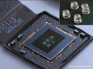 CMOS Sensor with different focal lengths - four lenses each - for "foveated imaging". (University of Stuttgart/ PI 4)