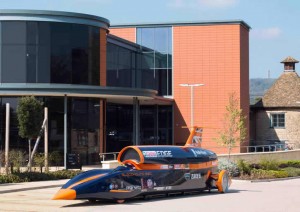 BLOODHOUND SSC, a supersonic car designed to break the world land speed record by reaching 1000 mph, will take to the runway for its first test in Newquay, UK. (Photo courtesy of Renishaw)