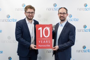 (Left to right) The co-founders of Nanoscribe Dr. Michael Thiel (CSO) and Martin Hermatschweiler (CEO) manage the operational business of Nanoscribe (Photo courtesy of Nanoscribe GmbH)