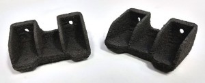 Researchers at the Air Force Research Laboratory have demonstrated the ability to additively manufacture high temperature polymer composites for use in extreme environments. The material, made with carbon fiber infused polymer resin and selective laser sintering, has potential use in engine components and on the leading and tail edges of fighter jets in the future. (U.S. Air Force photo/Dr. Hilmar Koerner)